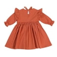 thumbnail image 2 of Toddler Baby Girl Dress Autumn Spring Cotton Ruffle Halter Long Sleeve Kids Casual Beach Party Dresses 2-6 Years, 2 of 8
