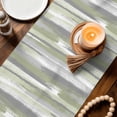 thumbnail image 3 of Sage Green Table Runner - 36 Inch Long Modern Abstract Grey Striped Art Cotton and Linen Blended Dress Scarves Farmhouse Table Runner for Kitchen Dining, Coffee Table, 13" x 36", 3 of 8