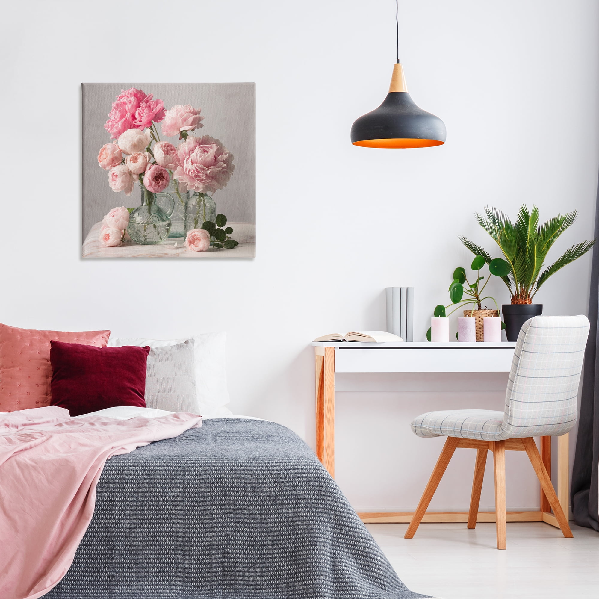 Stupell Industries Rose & Peony Duet Plants & Flowers Painting Wrapped Canvas Art Print Wall Art, 30 x 30