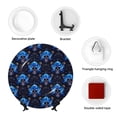 thumbnail image 4 of Yiaed cool blue flower Skull Print Bone China Decorative Plate Ceramic Dinner Plates Art Crafts with Display Stand-10in, 4 of 6