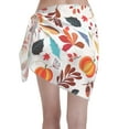 thumbnail image 2 of Kll Autumn Pumpkins Fall Leaves Print Women'S Sarong Coverups Short Bathing Suit Wrap Skirt Beach Wrap Swimsuit Cover Ups, 2 of 7
