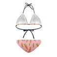 thumbnail image 3 of COEQINE Women's High Leg Bikini Sets Spaghetti Strap Sexy Cheeky Bathing Suits Carrot Pink Removable Pad Allover Print 2 Piece Swimwear for Beach Water Activities, S, 3 of 7