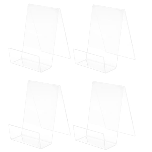 MasteelfCA 4pcs Acrylic Book Rack Clear Desktop Bookshelf Tabletop Business Card Holder
