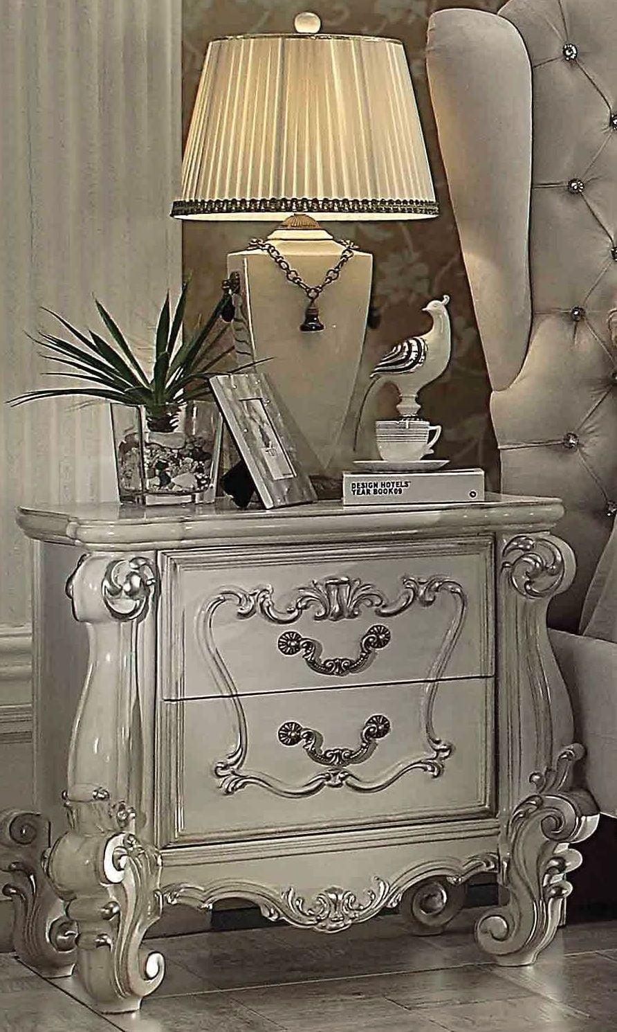 Acme Furniture 21127EK Versailles Ivory Velvet & Bone White King Bedroom Set 3Pc - image 6 of 9