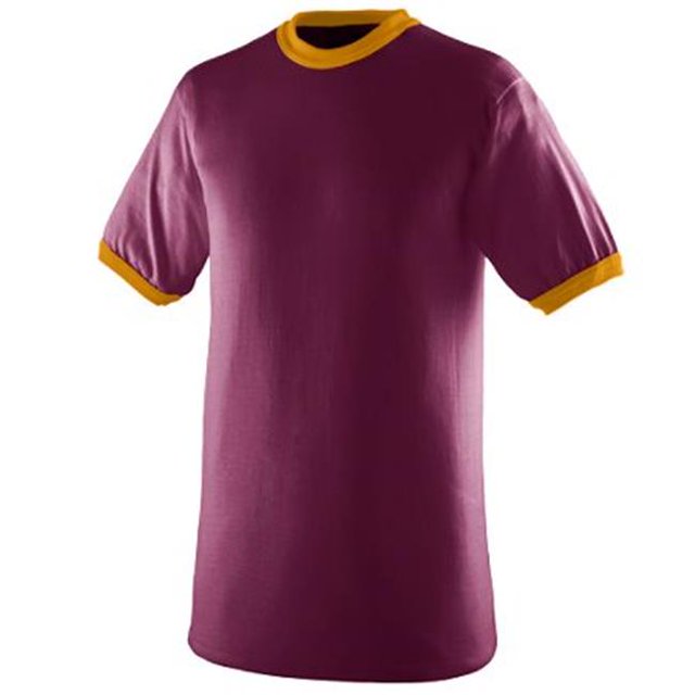 710A T-Shirt Ringer, Marron et Or, Moyen