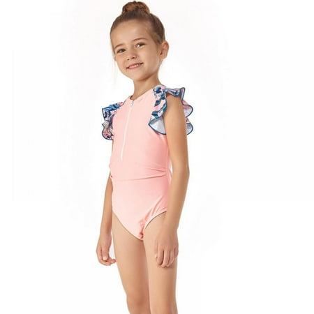 

SYNPOS Girls One Piece Swimsuit Kid Water Sport Short Swimsuit UPF 50+ Sun Protection Bathing Suits Sports swimsuit