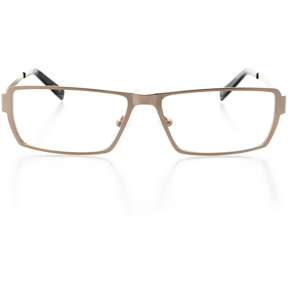 Unisex Optical Eyewear - Rectangle Shape, Metal Full Rim, Copper Black