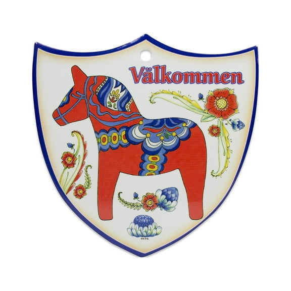 Ceramic Decoration Shield Red Dala Horse