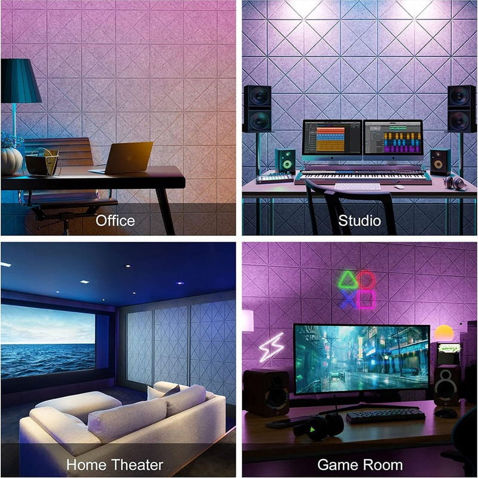 12Pack Acoustic Panels with Self-Adhesive, 12x12x0.4Inch Sound Proof Foam Panels, Sound Absorbing Tile
