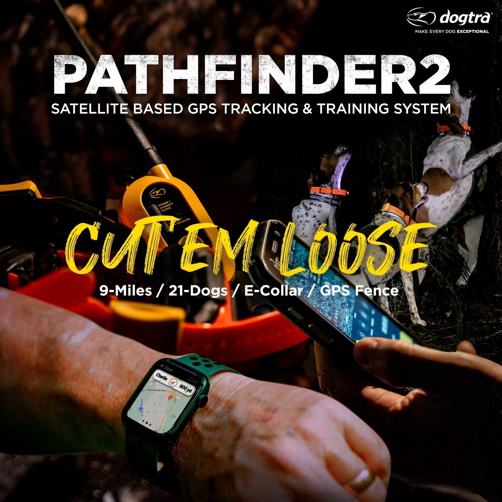 Dogtra Pathfinder 2 GPS Dog Tracker E Collar - 9 Mile Range, Waterproof, Free App, No Monthly Fees