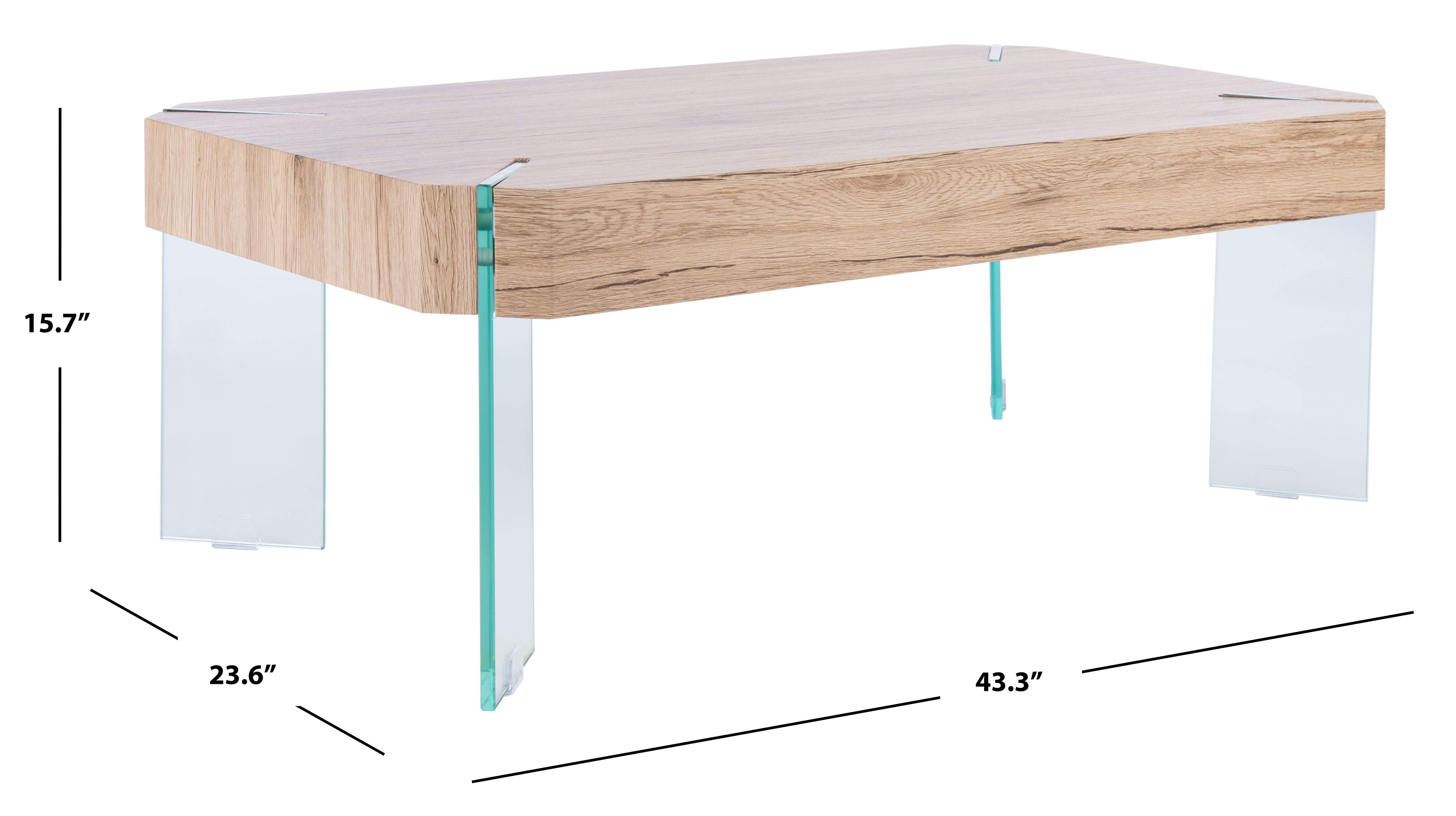 SAFAVIEH Katelyn Rect. Contemporary Glass Leg Coffee Table, Natural