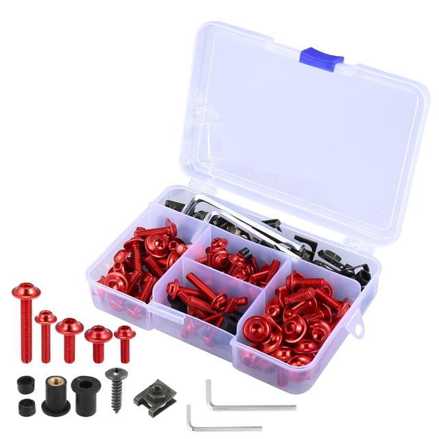 Unique Bargains 137pcs Motorcycle Fairing Bolt Screws Fasteners Mounting Washers Nuts Screws Clips Black