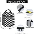 thumbnail image 4 of Insulated Lunch Bag Black White Racing and Checkered Pattern Reusable Cooler Tote Lunch Bags for Office Travel, 4 of 6