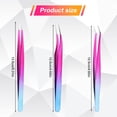 thumbnail image 2 of Lash Tweezers Set, 3Pcs Stainless Steel Lash Extension Tweezers 3 Styles Straight and Curved Eyelash Tweezers for Removing Eyebrows False Lashes Smeared False Nails (Red-Blue Gradient), 2 of 7