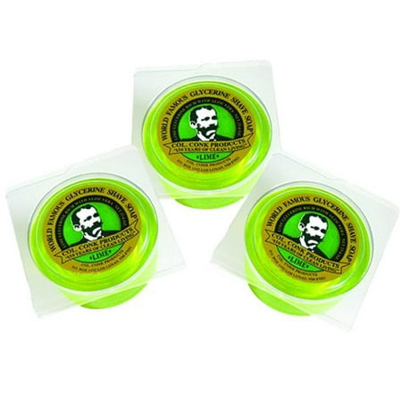 Col. Conk World's Famous Shaving Soap, Lime -- 3 Pack -- Each piece Net (Best Shaving Soap In The World)