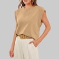 thumbnail image 5 of DuoJiaJ Women Summer Top Basic Tee Shirts Casual Tank Loose Fit Cap Sleeve Tops Cropped Tops for Women Beige L, 5 of 5