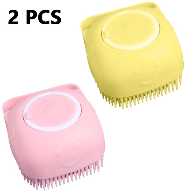 2 cepillos de masaje de champú de silicona, cepillo de ducha de silicona, cepillo de cuerpo suave, cepillo de baño de mano, cepillo de limpieza de ducha de masaje para hombres, mujeres, mascotas, perros, gatos, aseo Vhermosa 222548-3