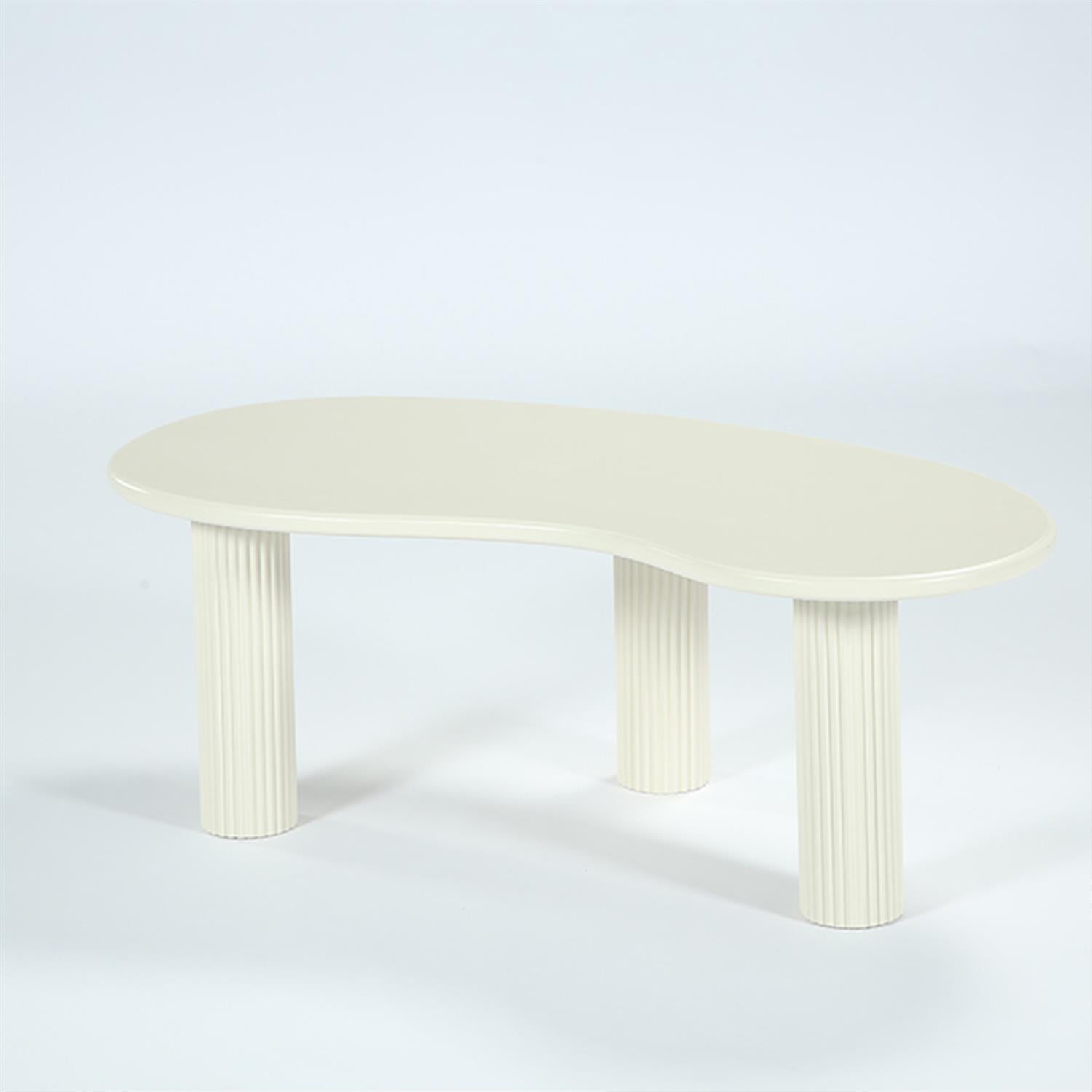 Demi Bonn Cloud-Shaped Coffee Table, Modern Center Table with 3 Solid Legs for Home Living Room, Office, White