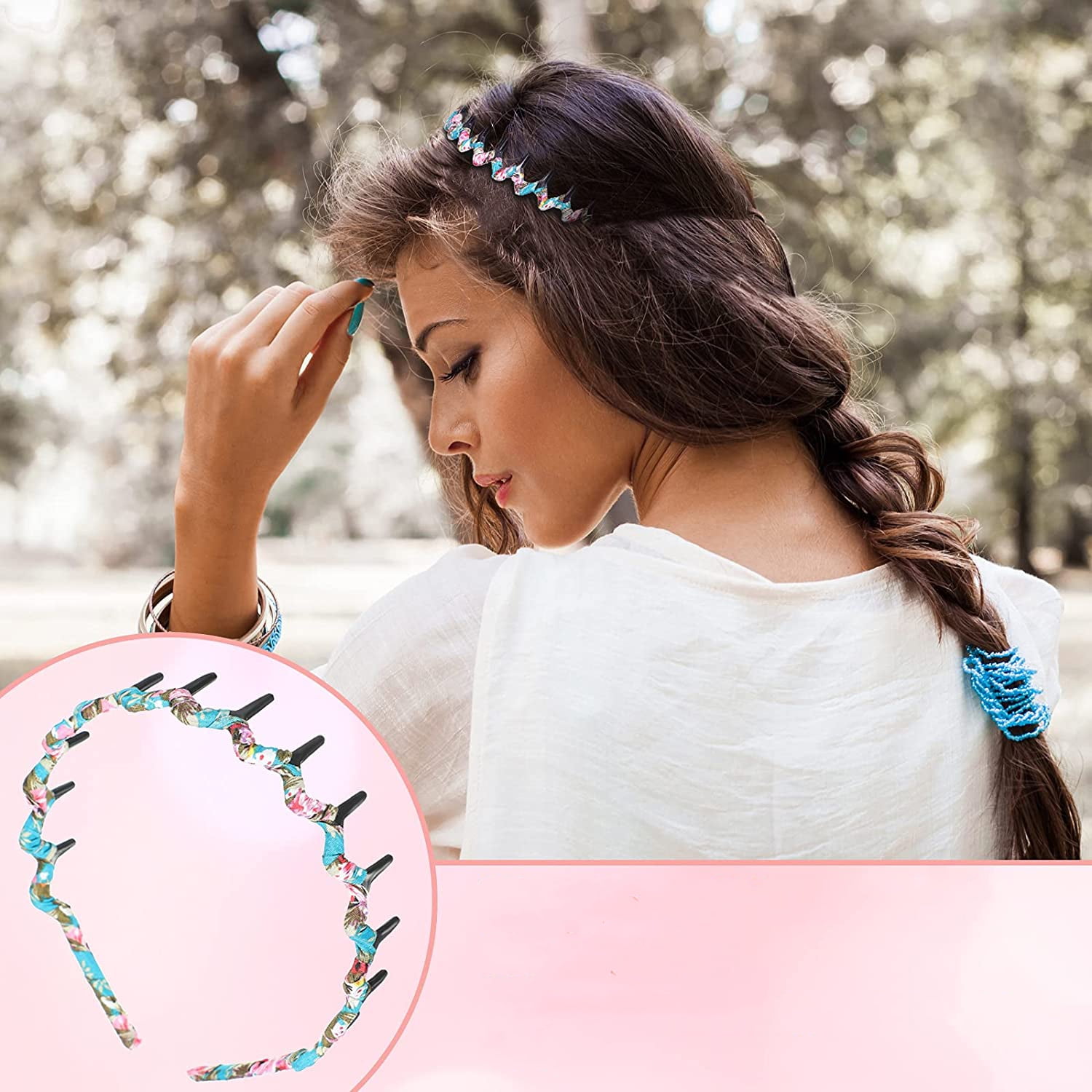 TORUBIA 6 Colors Zigzag Shark Tooth Hair Comb Headbands Wrapped Cloth Hard  Hairbands Wave Shape Plastic Hair Band Hair Accessory for Women Girls(Chic  Pattern) - Walmart.com