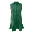 thumbnail image 3 of Solid Color Long Sleeve Turn Down Shirt Dress for Women with Ruffled Hem Long Sleeve Fall Dresses for Women, 3 of 4