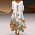 thumbnail image 2 of Moda casual mujer casual manga larga con cuello en v estampado floral vestidos largos irregulares vestido Pompotops  hdfakjf7599, 2 of 7