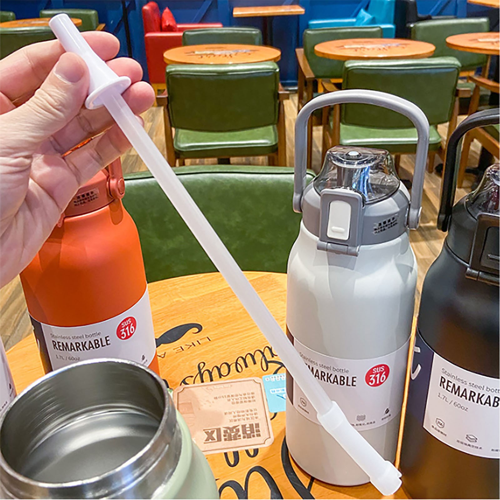 witspace Insulated Water Bottle, Thermal Vacuum Cups for Hot and Cold Drinks, BPA Free Cute Stainless Steel Leak-proof Flask for Boys and Girls School Indoor Outdoor Sports (60oz, 1700ml)