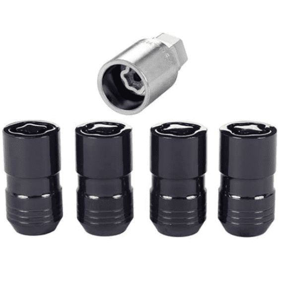 Black Cone Seat Wheel Locks (M14X1.5 Thread Size) - Set of 4 w/Key