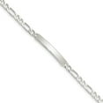 thumbnail image 2 of Diamond2Deal 925 Sterling Silver Engraveable Figaro Chain Link ID Bracelet for Men 6", 2 of 5