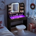 thumbnail image 6 of ICEELF Small Vanity Desk for Girls with Tempered Glass Top, Smart RGB Drawer, APP & Remote, 6000+ Colors, Music Sync, Timer, 3-Color LED Mirror, 5 Shelves, Black, 6 of 10