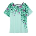 thumbnail image 1 of Nouveaux et Tendance T-Shirts Graphiques Uooqdmx pour Femmes, Chemises en Lin pour Femmes, Mode Plage pour Femmes, Haut Décontracté à Col Rond Imprimé Papillon, Chemises d'Été pour Femmes, Vert S, 1 of 9