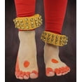 thumbnail image 4 of Banithani Indian Traditional 3 Line Classical Kathak 12 No Ghungroo Anklets Dancing Ankle Bracelet Pair Jewelry-Yellow, 4 of 5