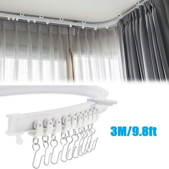 DERCLIVE Flexible Bendable Ceiling Curtain Track, Mount Curved Ceiling Curtain Track Bendable for Room Window Divider (3 Meters / 9.8 ft)