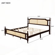 King Pine Bed with Rattan Headboard & Footboard - Espresso