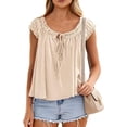 thumbnail image 3 of PRETTYGARDEN Womens Tie Front Tank Tops Summer Fashion Cap Sleeve Babydoll Blouses Flowy Shirts Spring Going Out Outfits, 3 of 8