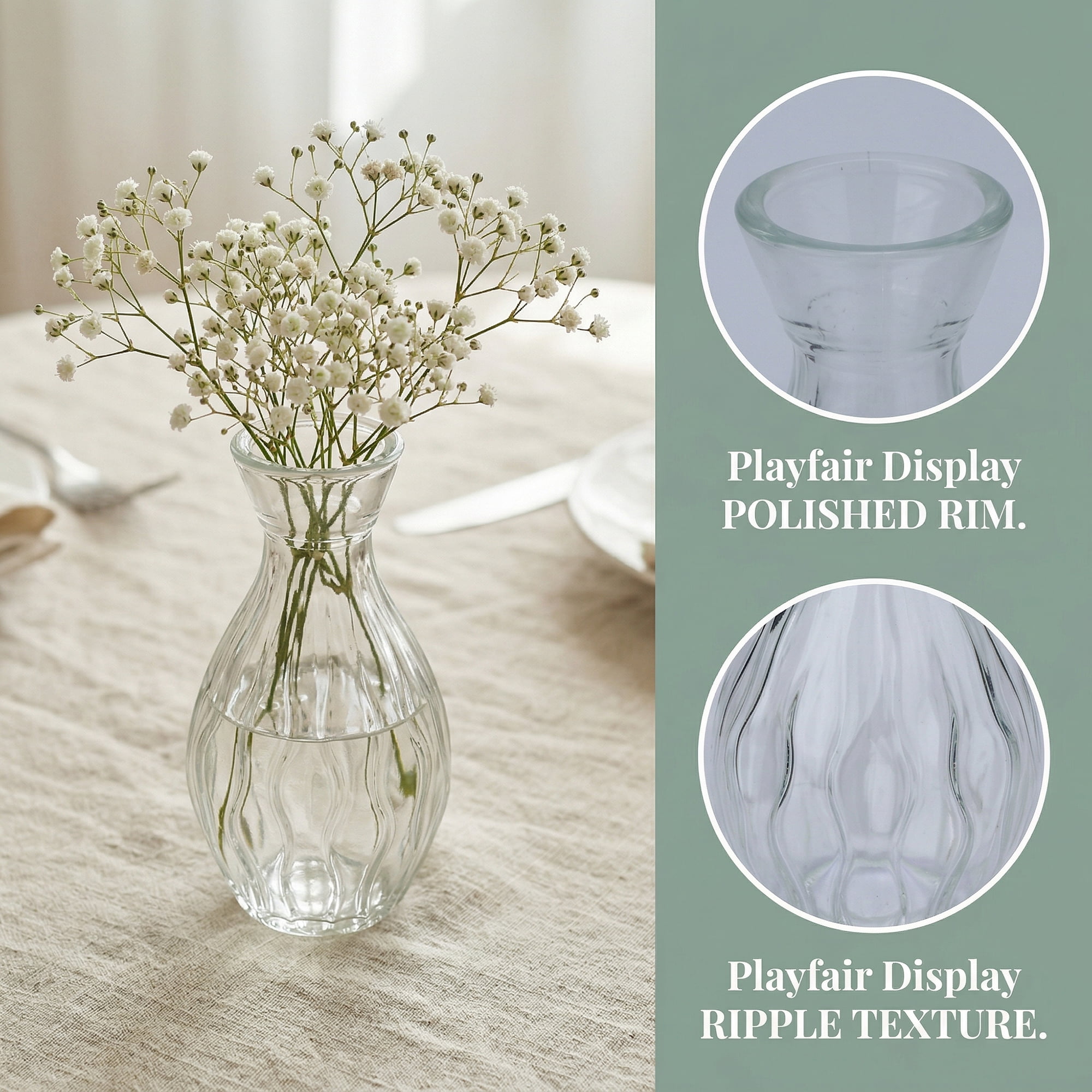 Unique Bargains Glass Bud Vases Set for Small Flower Vases Clear 2.3"L x 2.3"W x 4.3"H