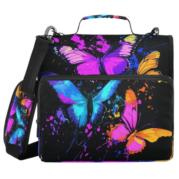 DIXRUYEE Zipper Binder trapper keeper Documents Organized Design Colorful Butterfly Symphony Printed