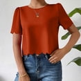 thumbnail image 7 of Up to 50% off Xunlbb Womens Short Sleeve Shirt Women's Casual Solid Color Short T-shirt Top Womens Trendy Tops, S-2XL, 7 of 7