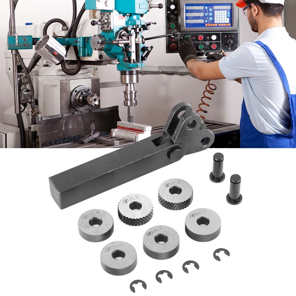 Rdeghly 7pcs Steel Knurling Tool 0.5/1/2mm Diagonal Dual Wheel Linear