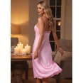 thumbnail image 4 of DARING DIVA Women's Satin Sheer Lace Design Adjustable Straps Nightgown L Pink, 4 of 8