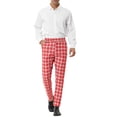 thumbnail image 2 of INSPIRE CHIC Men's Plaid Dress Pants Slim Fit Business Checked Trousers 38 Red, 2 of 6