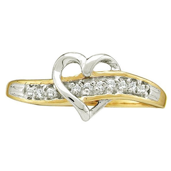 Dazzlingrock Collection 0.05 Carat (ctw) 10k Round Diamond Ladies Heart Love Promise Ring, Yellow Gold