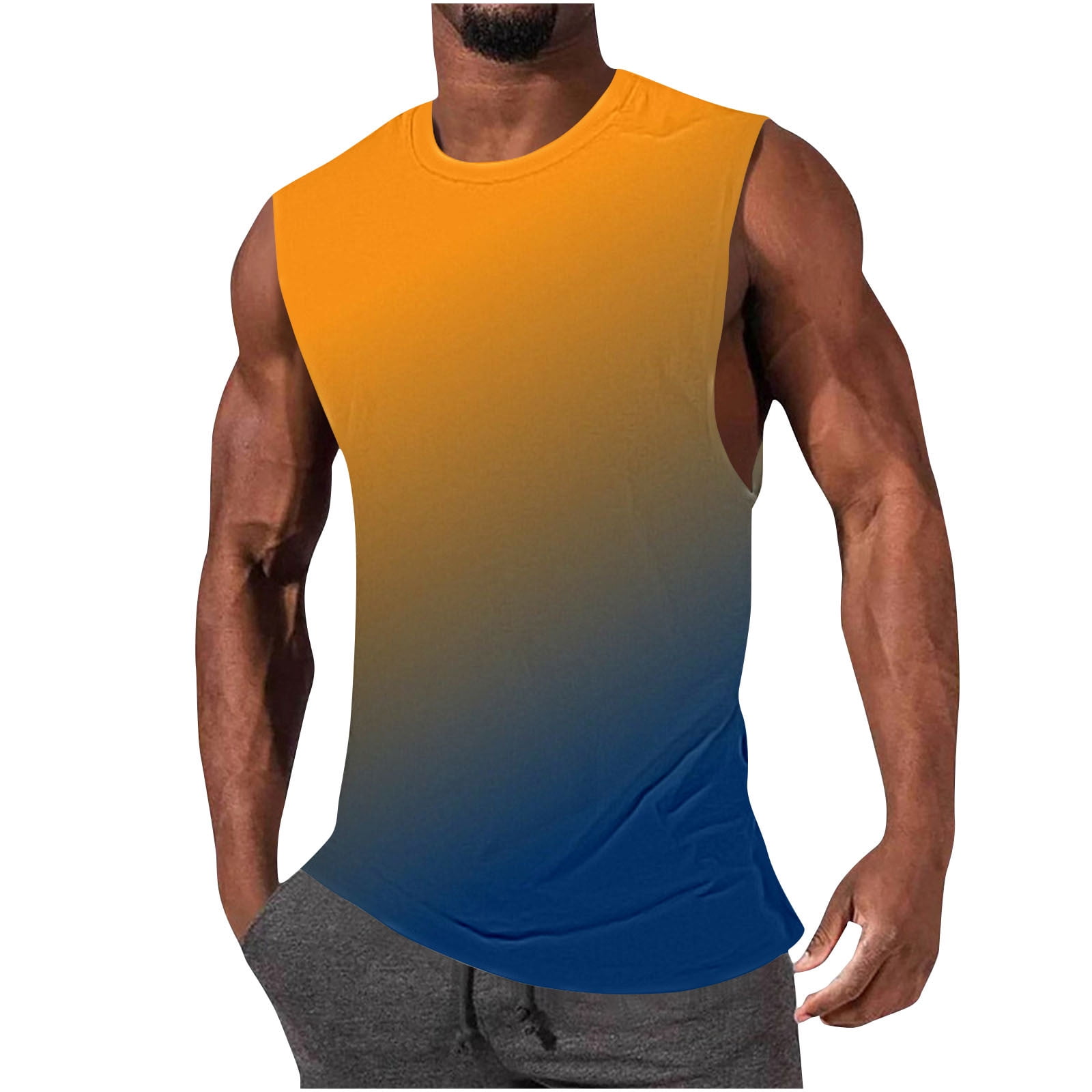 EOYWHK Débardeur Grande Taille Homme Été Dégradé Couleur Haut d