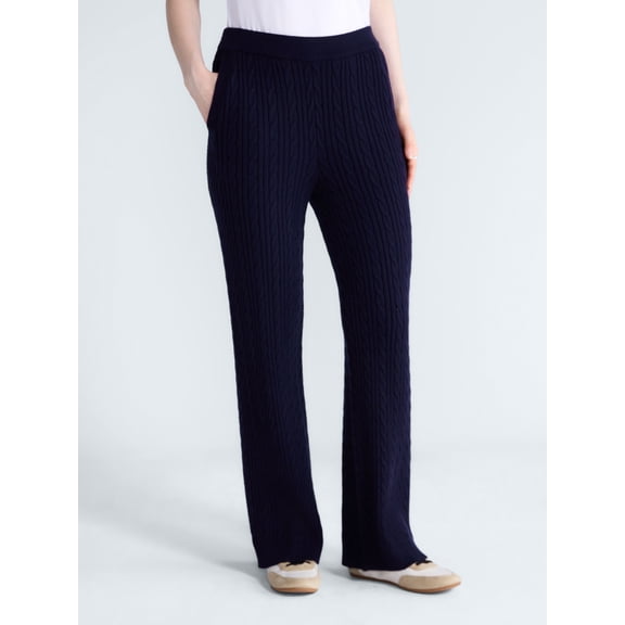 Free Assembly Women's and Women's Plus Cozy Yarn Cable Knit Sweatpants, 28.5" Inseam, Sizes XS-4X