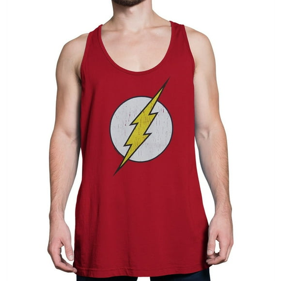 Flash tankdistflashredM Flash Distressed Symbol Red Mens Tank Top - Medium