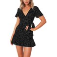 thumbnail image 4 of Summer Women Short Sleeve Print Dress V Neck Casual Short Dresses, 4 of 5