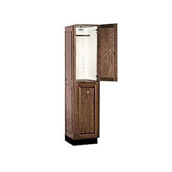 1 Wide Solid Oak Executive Wood Locker Double Tier - Dark Oak