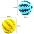 thumbnail image 2 of Paquete de 2 juguetes de bolas para perros para limpieza de dientes de mascotas, masticar, buscar, juguetes dispensadores de alimentos con bolas de tratamiento (pequeños de 2 pulgadas), 2 of 5