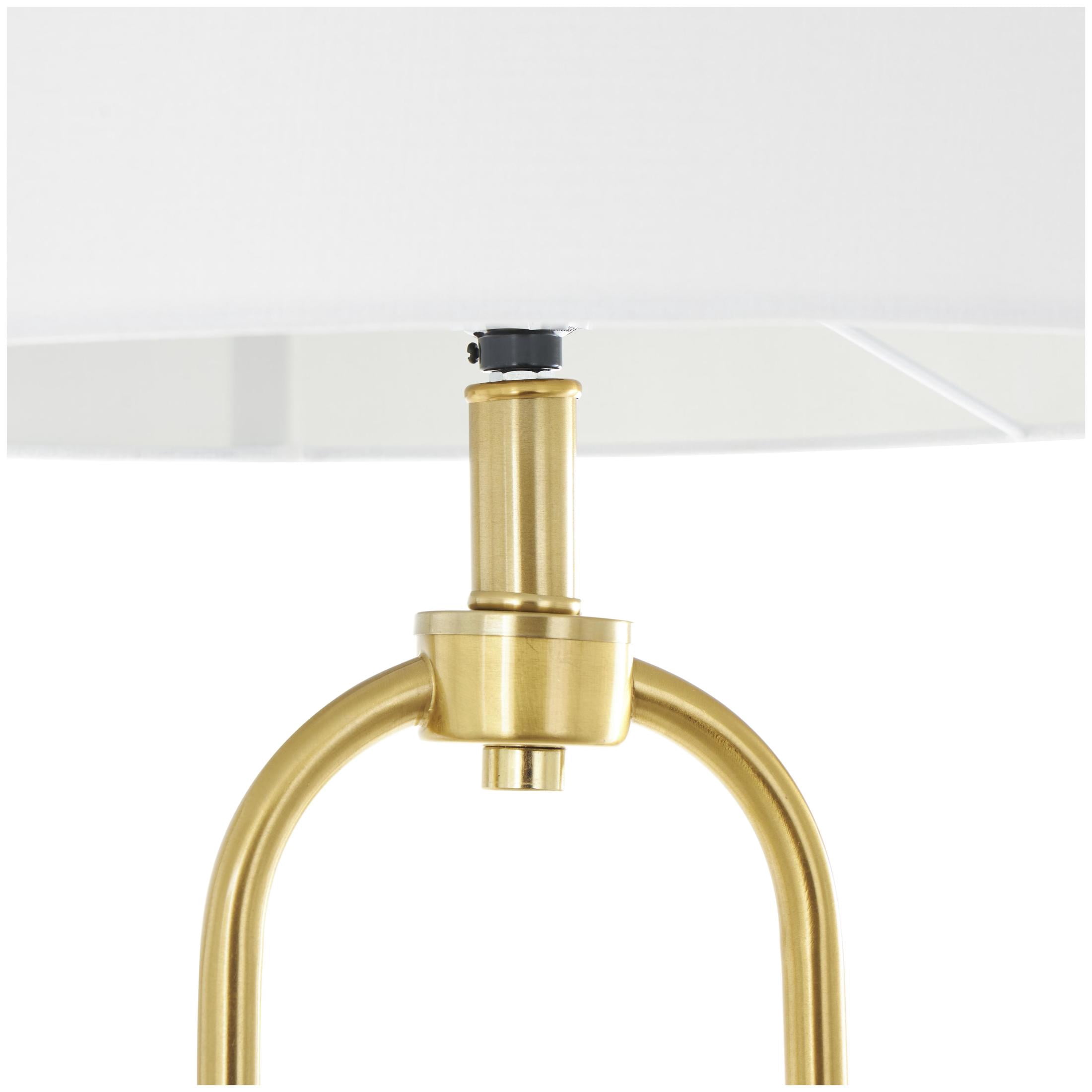 DecMode 64" Paper Clip Gold Floor Lamp with White Fabric Shade