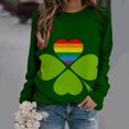 thumbnail image 2 of Pompotops Femmes Classique Imprimé St. Patrick Col Rond Manches Longues Chandail en Molleton Ample Liquidation, 2 of 5
