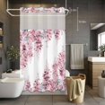 thumbnail image 5 of No Hook Pink Wisteria Shower Curtain with Snap in Liner Set, Sprinng Summer Pastoral Flowers Botanical Waterproof Fabric Bathroom Curtains with See Through Top Window, Hotel Style Small 36 x 78 Inch, 5 of 9